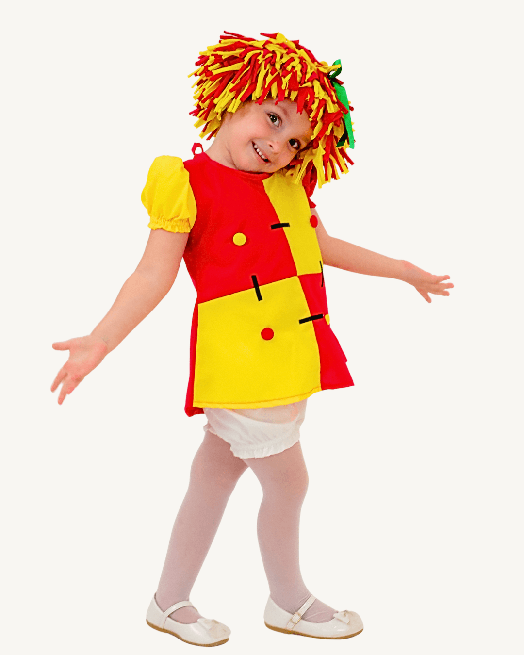 Fantasia Emília Infantil Menina – Boneca de Pano com Peruca