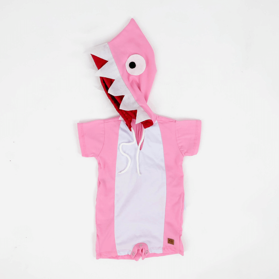 Fantasia Baby Shark Rosa Infantil Menina Algodão 6m a 4a