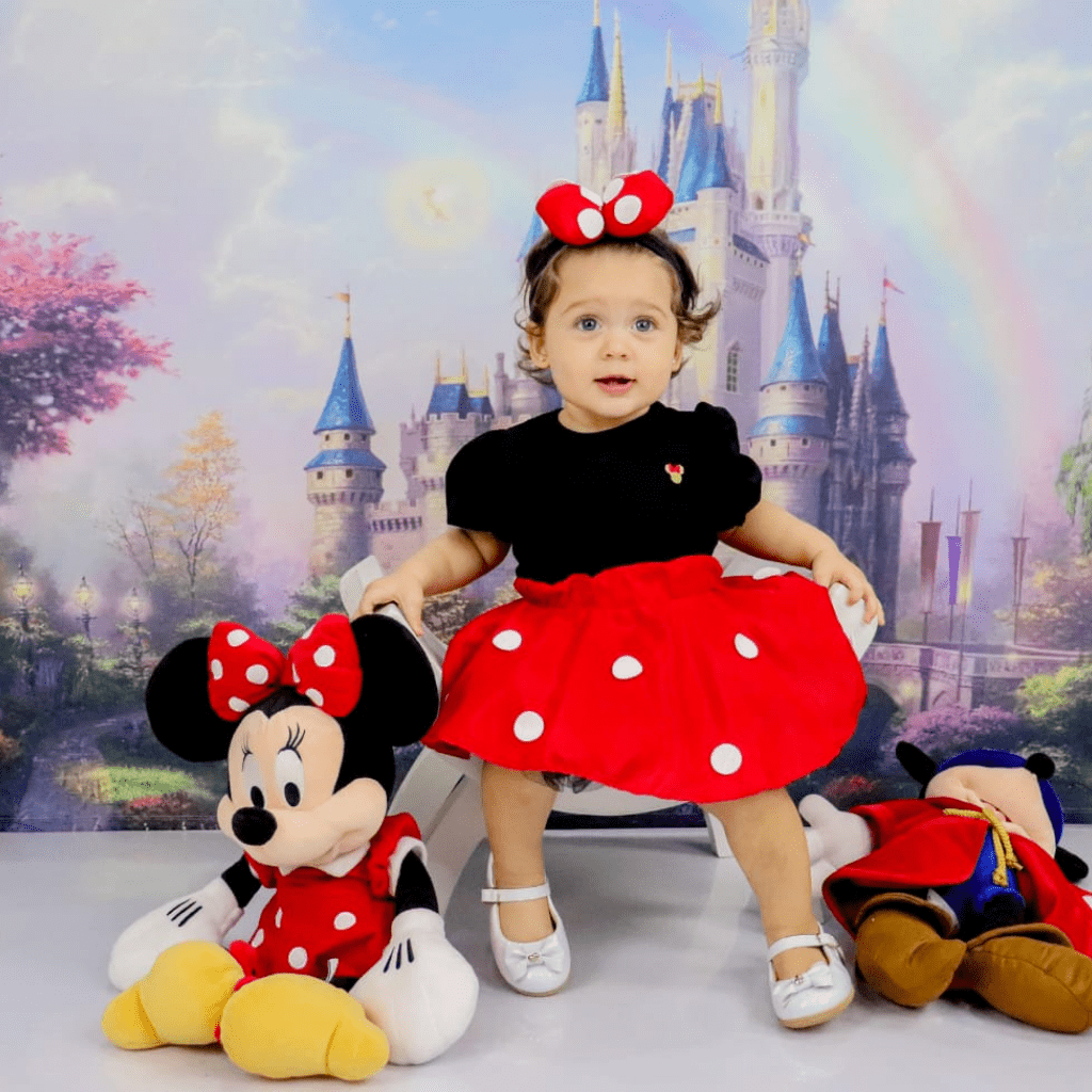 Fantasia Minnie Vermelha com Orelhinha Bebê