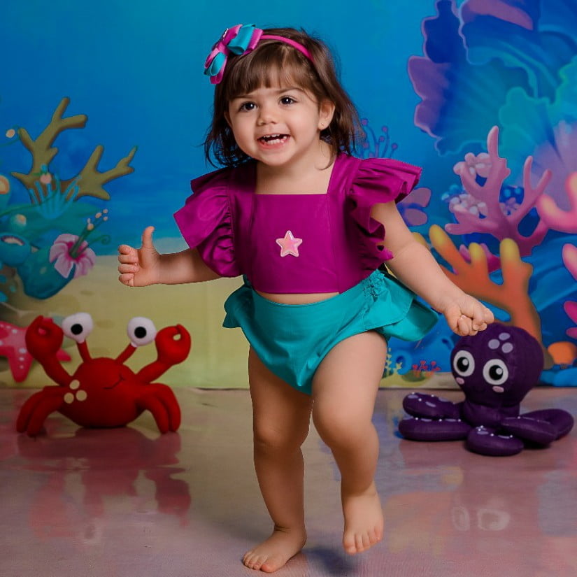 Roupa Fantasia Sereia Mesversario C Tiara Ariel Bebe Menina - Dg Baby Kids  - Fantasias para Bebês - Magazine Luiza