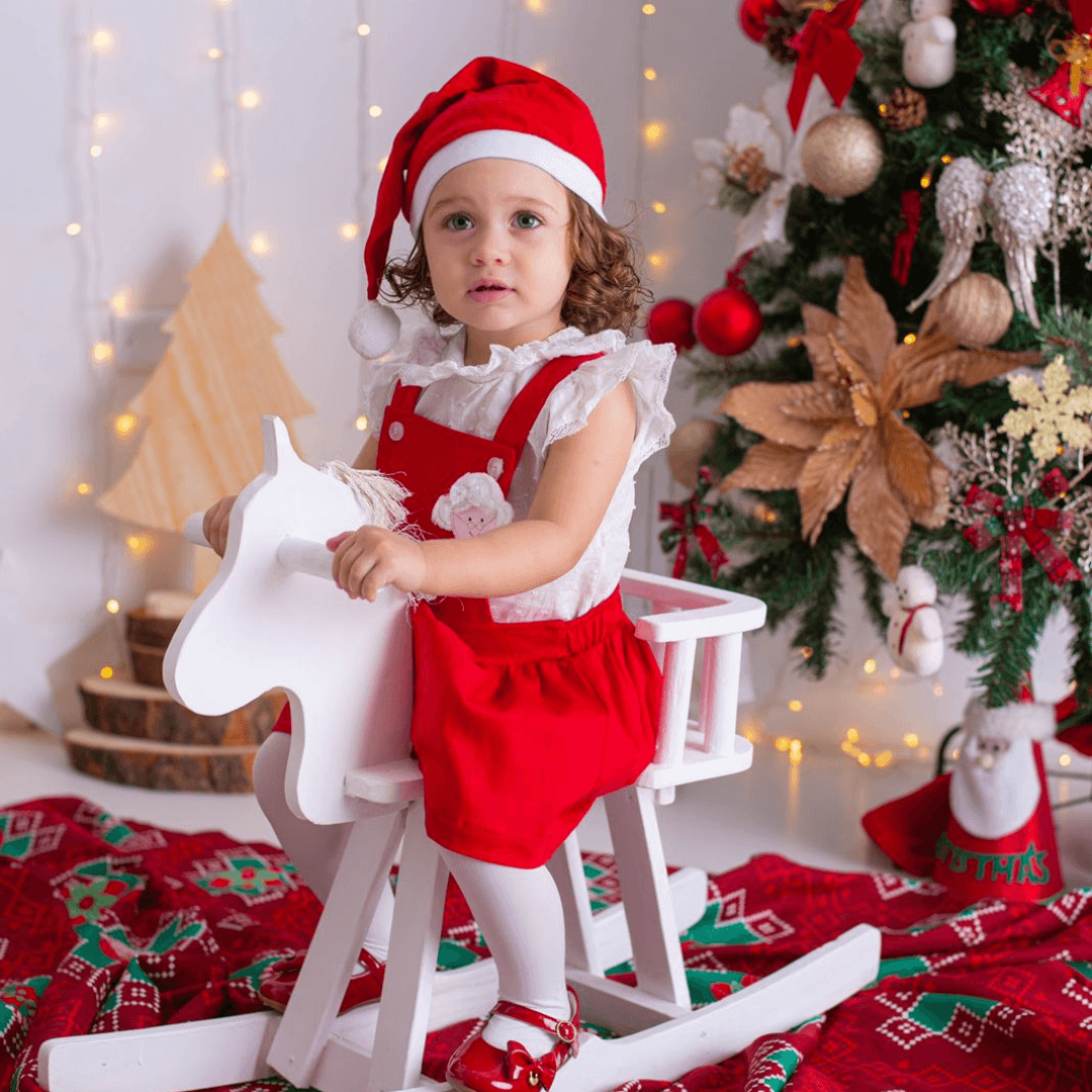 Vestido Jardineira Xadrez Vermelho Natal Bebê Menina - SACOLA DO BEBÊ