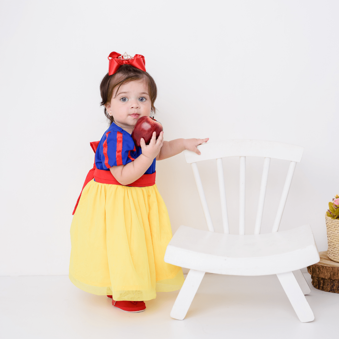 Vestido Fantasia Branca de Neve Luxo Bebê - SACOLA DO BEBÊ