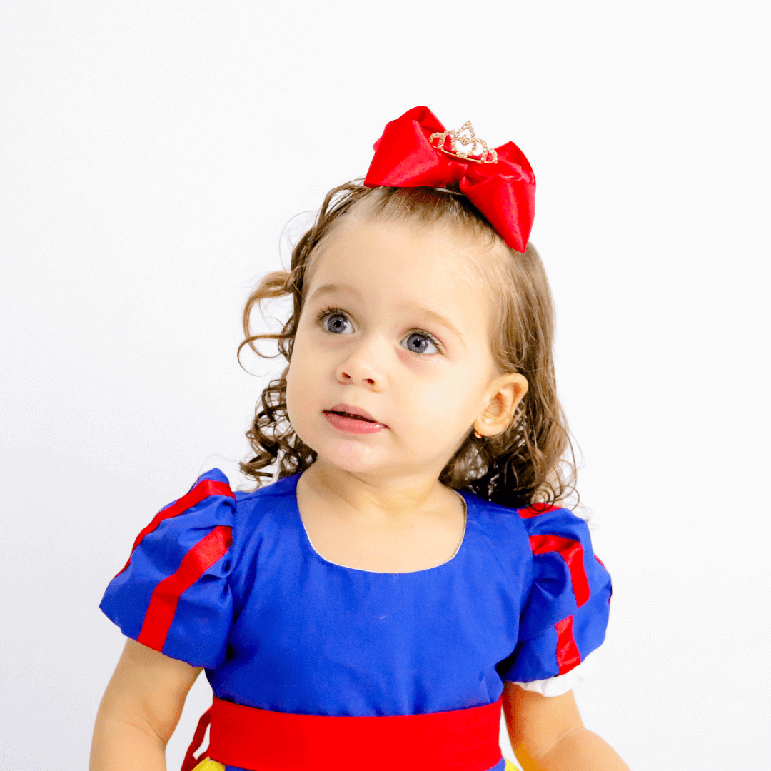 Fantasia Vestido Princesa Branca de Neve com Laço Bebê - SACOLA DO BEBÊ