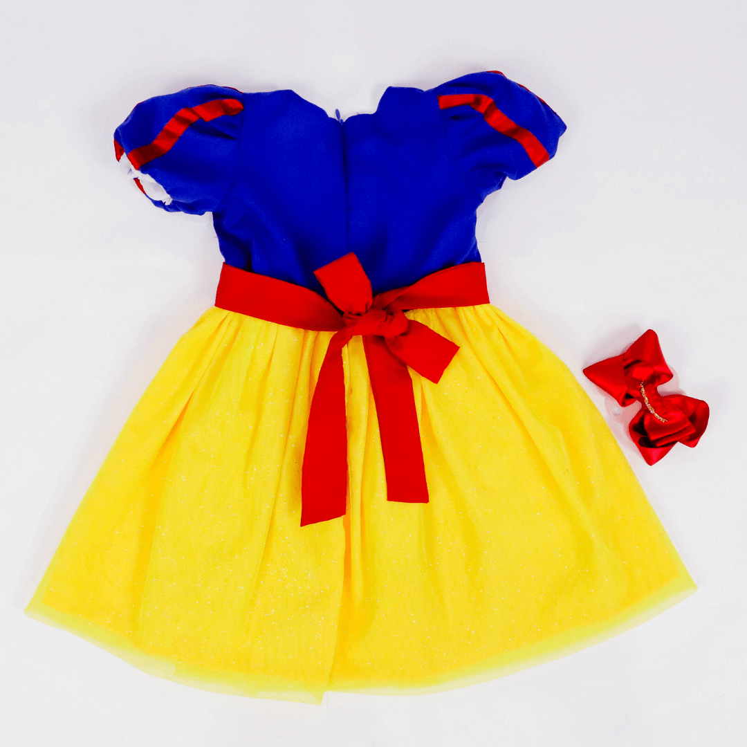 Fantasia Vestido Princesa Branca de Neve com Laço Bebê - SACOLA DO BEBÊ