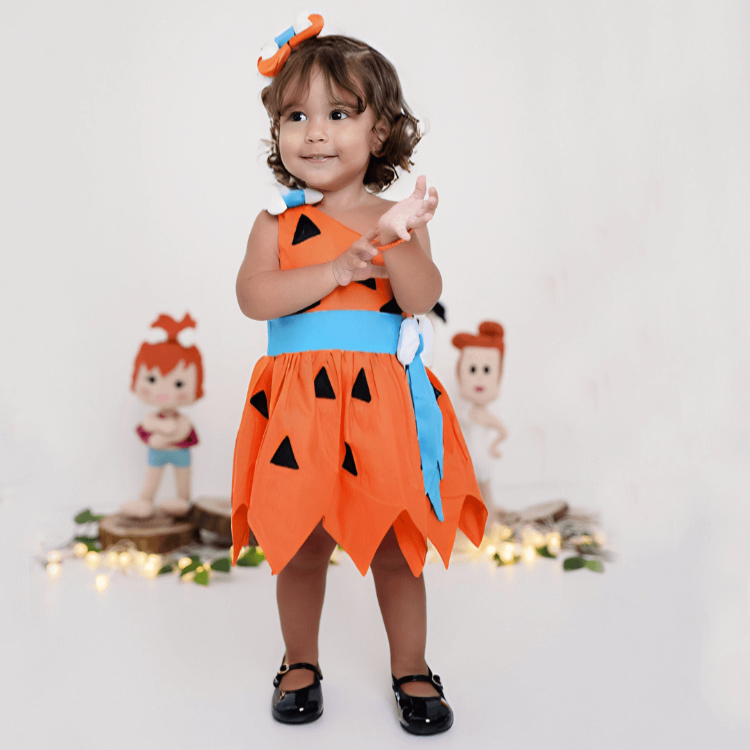 Fantasia Infantil Pedrita Flintstones Menina com Laço