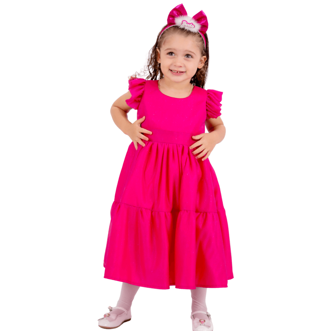 Vestido Infantil Barbie Rosa