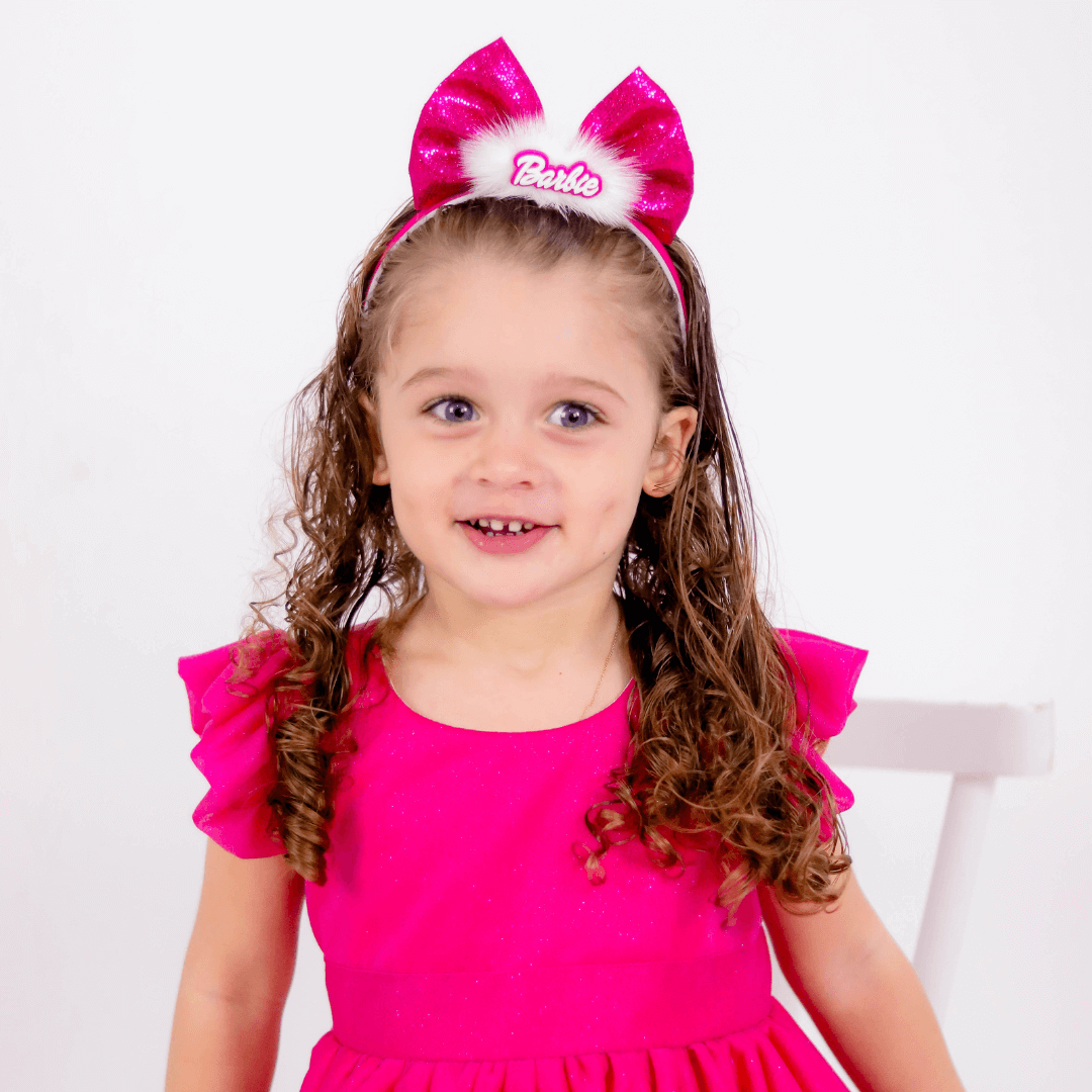 Vestido Infantil Barbie Rosa