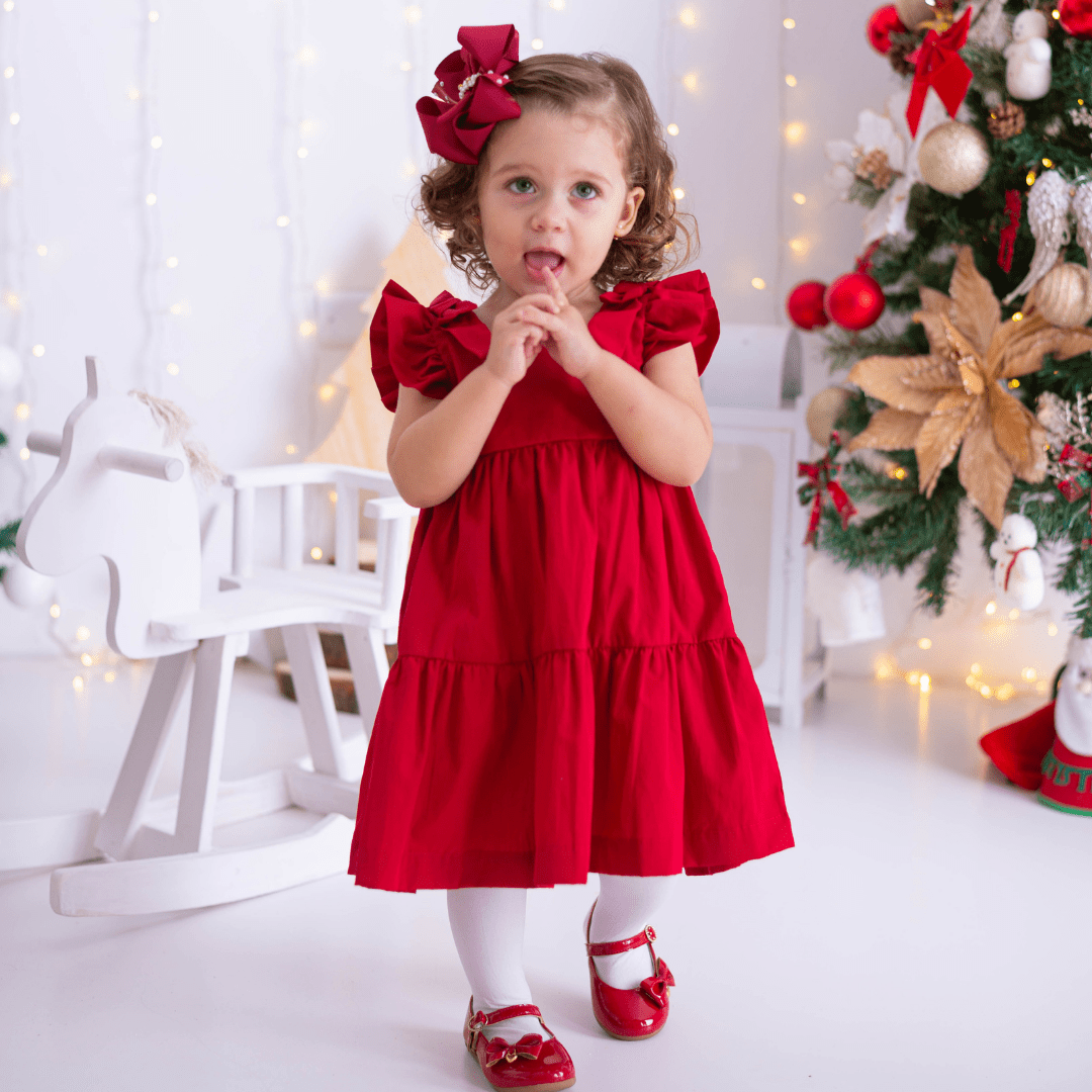 Vestido de store natal infantil vermelho