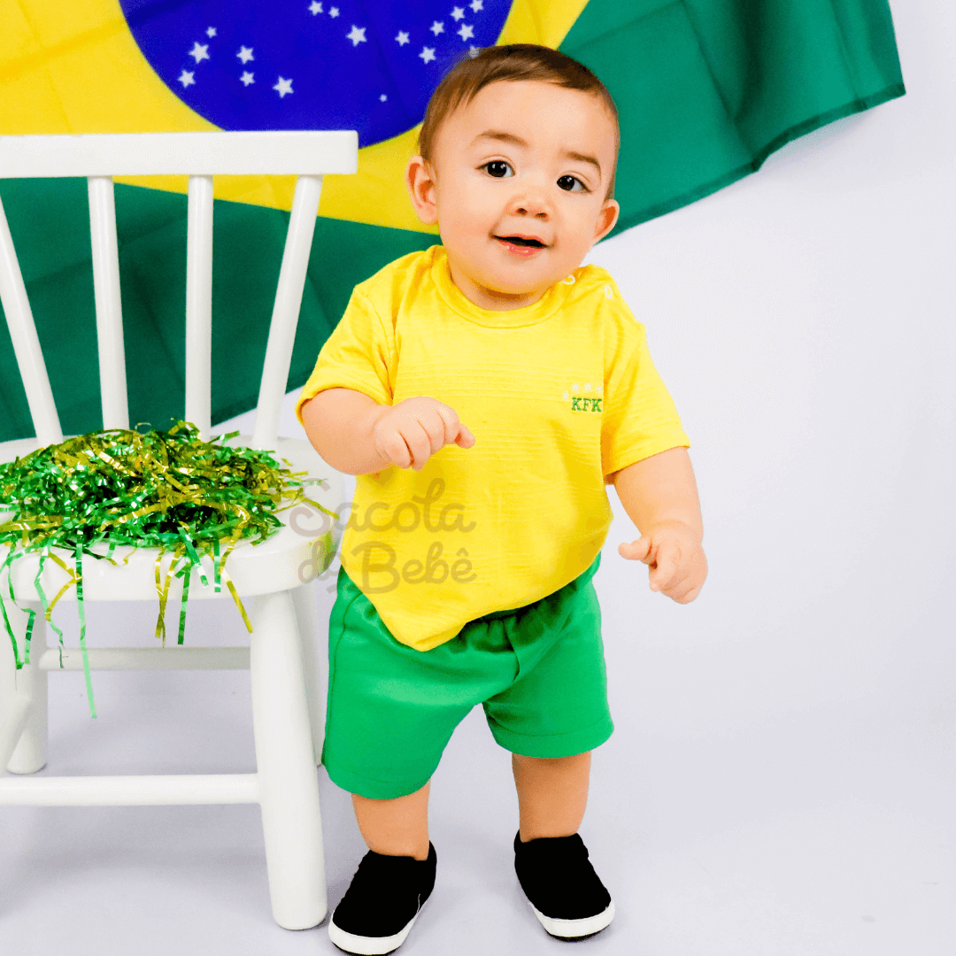 Conjunto Uniforme Brasil 2022 Copa infantil Menino - Roupas