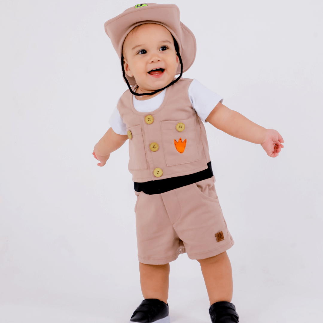 Fantasia Caçador Dinossauro Safari Infantil Luxo