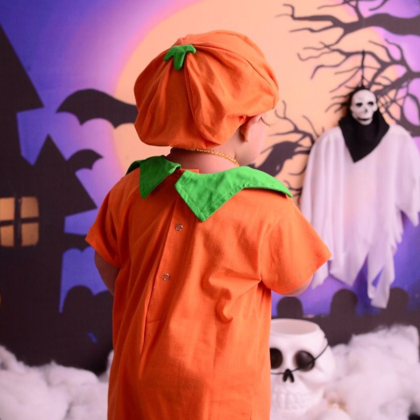 Fantasia Halloween Infantil Abóbora Menino com touca - SACOLA DO BEBÊ