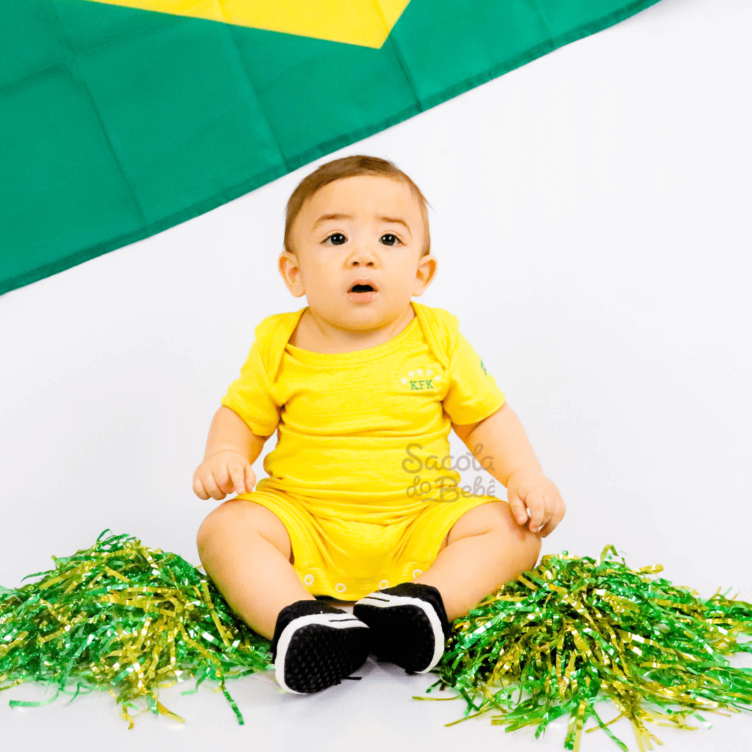 Roupa Copa Brasil Bebê Menina com Tiara - SACOLA DO BEBÊ