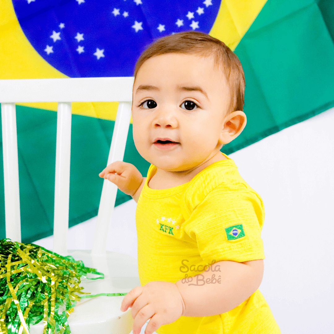 Roupa Copa Brasil Masculina Bebê - SACOLA DO BEBÊ