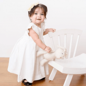 Vestido em Linho Batizado Menina