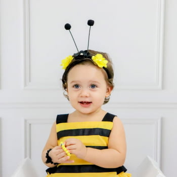 Fantasia Abelhinha Bebê 100% Algodão com Tiara