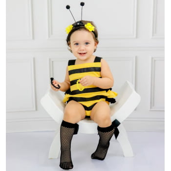 Fantasia Abelhinha Bebê 100% Algodão com Tiara Artesanal – Carnaval e Ensaios