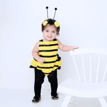 Fantasia Abelhinha Bebê 100% Algodão com Tiara