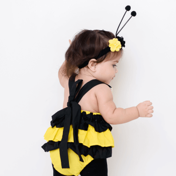 Fantasia Abelhinha Bebê 100% Algodão com Tiara