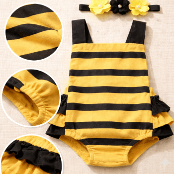 Fantasia Abelhinha Bebê 100% Algodão com Tiara