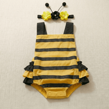 Fantasia Abelhinha Bebê 100% Algodão com Tiara