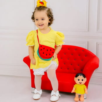 Fantasia Bebê Magali Turma da Mônica com Bolsa - SACOLA DO BEBÊ