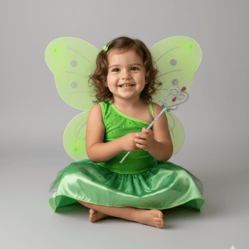 Fantasia Fada Verde Infantil com Asas – Carnaval e Festas