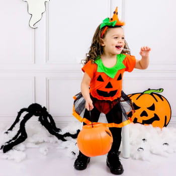 Fantasia Halloween Abóbora Bebê Menina