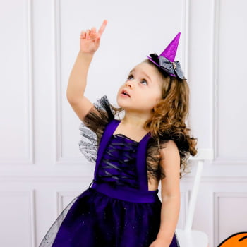 Fantasia Halloween Infantil Menina  Preta e Roxa