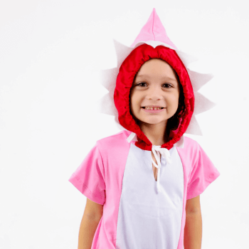 Fantasia Baby Shark Rosa Infantil Menina Algodão 6m a 4a