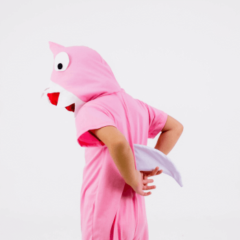 Fantasia Baby Shark Rosa Infantil Menina Algodão 6m a 4a