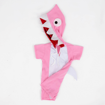 Fantasia Baby Shark Rosa Infantil Menina Algodão 6m a 4a