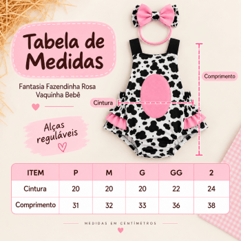Fantasia Fazendinha Rosa Vaquinha para Bebê – Mesversário e Aniversário