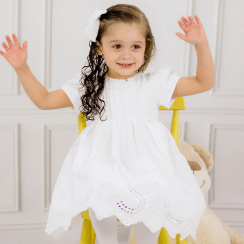 Vestido Branco Batizado Ano Novo Bebê Menina Luxo - SACOLA DO BEBÊ