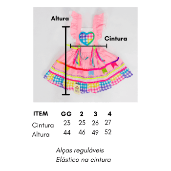 Vestido Caipira Junino Rosa Xadrez Infantil