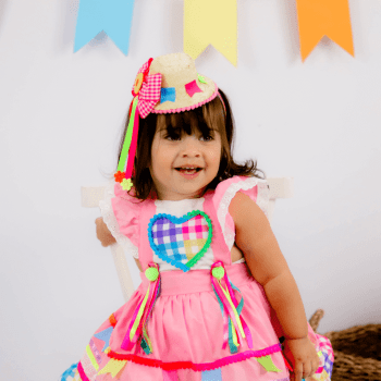 Vestido Caipira Junino Rosa Xadrez Infantil