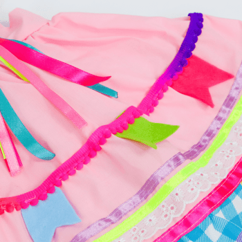 Vestido Junino Infantil Rosa Xadrez com Tiara – Fantasia Caipira Luxo para Festa Junina