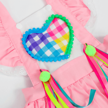 Vestido Junino Infantil Rosa Xadrez com Tiara – Fantasia Caipira Luxo para Festa Junina