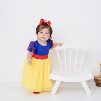 Vestido Fantasia Branca de Neve Luxo Bebê