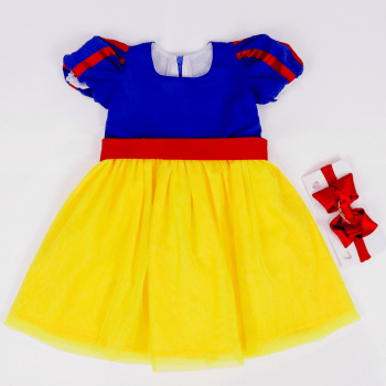 Vestido Fantasia Branca de Neve Luxo Bebê