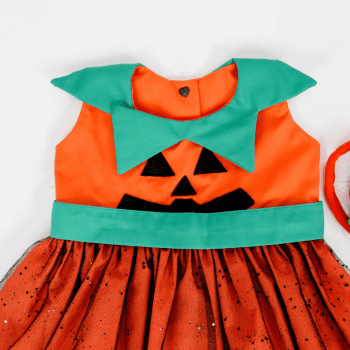 Vestido Fantasia Halloween Abóbora Luxo