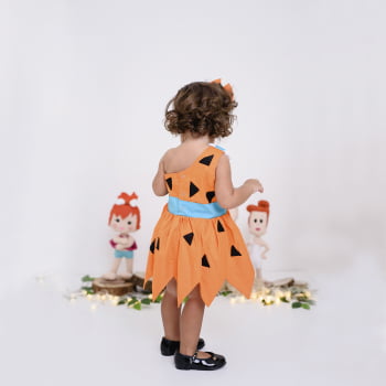 Vestido Fantasia Pedrita Bebê com Laço