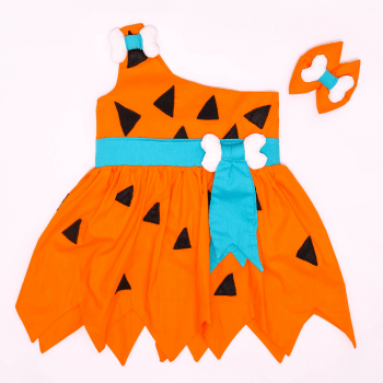 Vestido Fantasia Pedrita Bebê com Laço