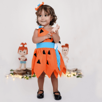 Fantasia Infantil Pedrita Flintstones Menina com Laço