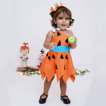 Fantasia Infantil Pedrita Flintstones Menina com Laço