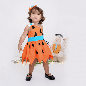 Fantasia Infantil Pedrita Flintstones Menina com Laço