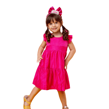 Vestido Infantil Pink com Tiara | Vestido Rosa para Festa e Aniversário | Sacola do Bebê Vestido Infantil Pink com Tiara | Vestido Rosa para Festa e Aniversário | Sacola do Bebê