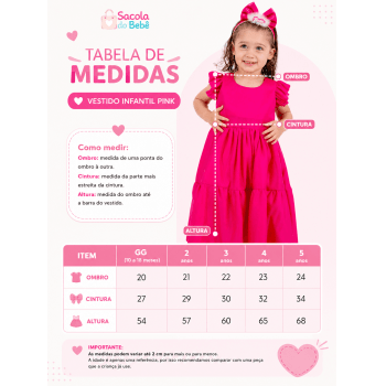 Vestido Infantil Pink com Tiara | Vestido Rosa para Festa e Aniversário | Sacola do Bebê