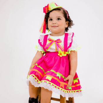 Vestido Junino Caipira Rosa Pink Infantil