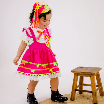 Vestido Junino Caipira Rosa Pink Infantil