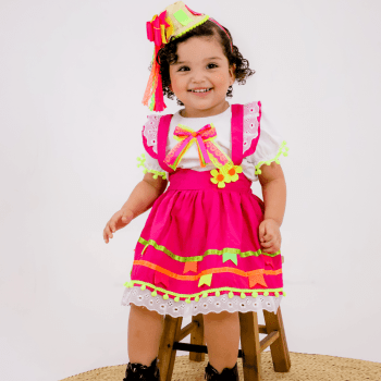 Vestido Junino Caipira Rosa Pink Infantil
